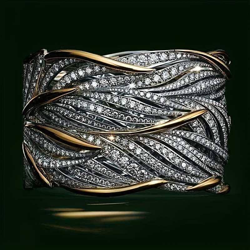 Women's Wide Band Rings with Zirconia Stones Wrap Style Holiday Gift